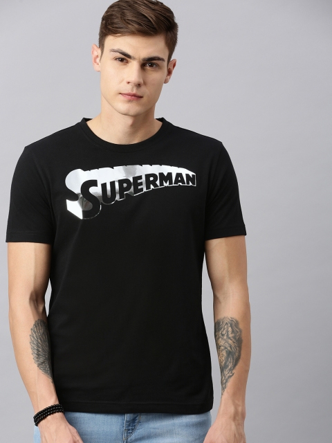 

Huetrap Superman Men Black Round Neck Sustainable T-shirt