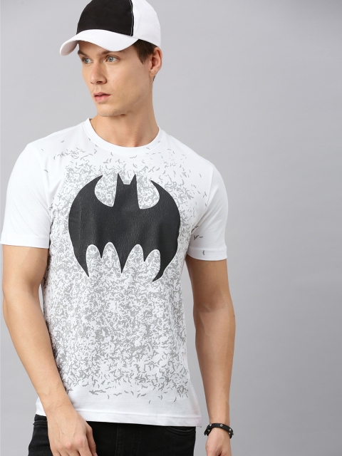 

Huetrap Batman Men White Grey Round Neck Pure Cotton T-shirt