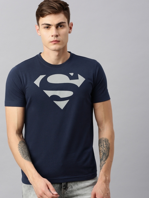 

Huetrap Superman Men Navy Blue Round Neck Sustainable T-shirt