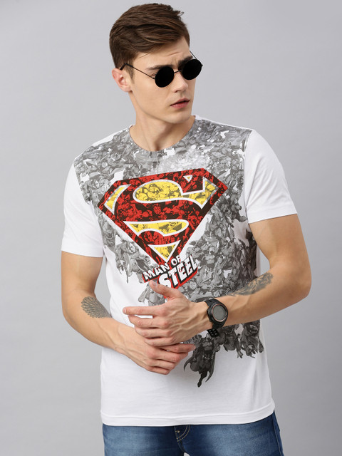 

Huetrap Superman Men White Round Neck Pure Cotton T-shirt