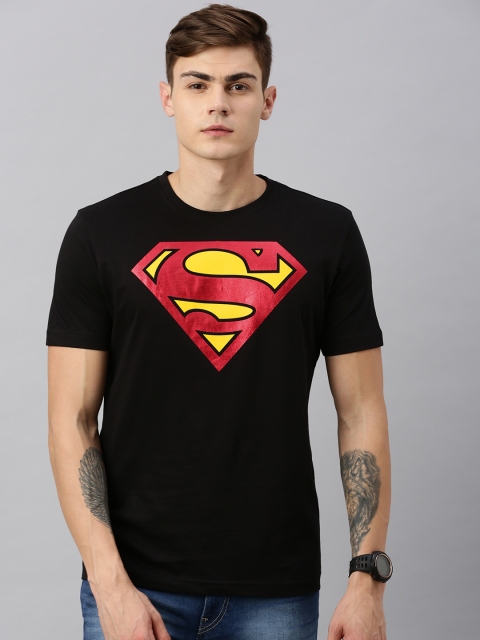 

Huetrap Superman Men Black Round Neck Pure Cotton T-shirt