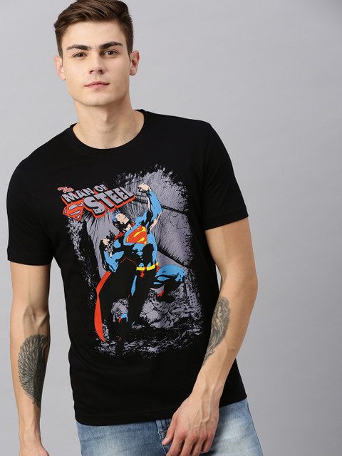 

Huetrap Superman Men Black Round Neck Pure Cotton T-shirt