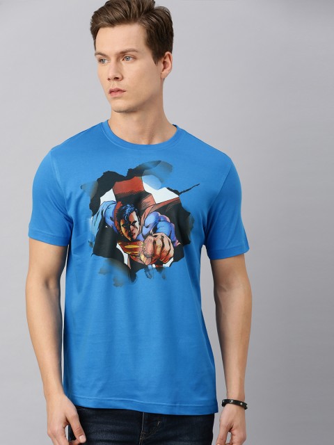 

Huetrap Superman Men Blue Printed Superman Round Neck T-shirt