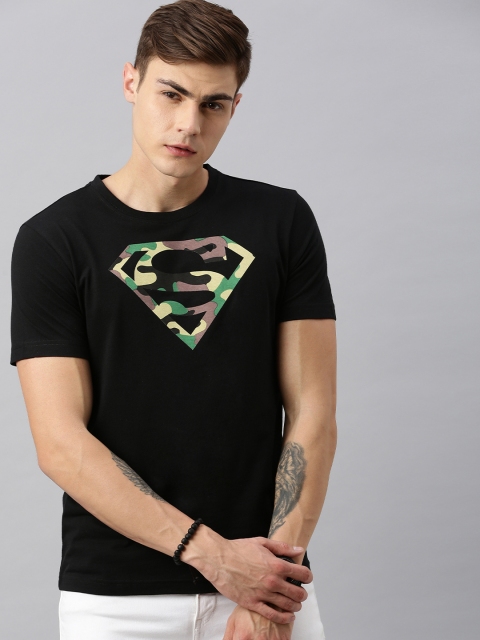 

Huetrap Superman Men Black Round Neck T-shirt