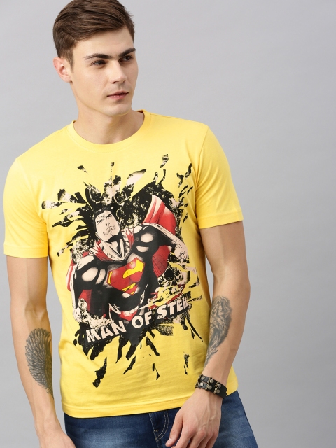 

Huetrap Superman Men Yellow Round Neck Pure Cotton T-shirt