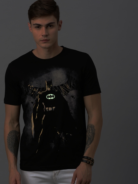 

Huetrap Batman Men Black Neon Glow Round Neck Pure Cotton T-shirt