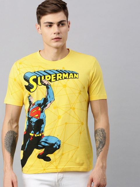 

Huetrap Superman Men Yellow Round Neck Pure Cotton T-shirt