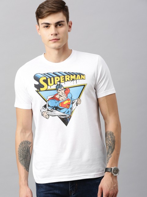 

Huetrap Superman Men White Round Neck Pure Cotton T-shirt