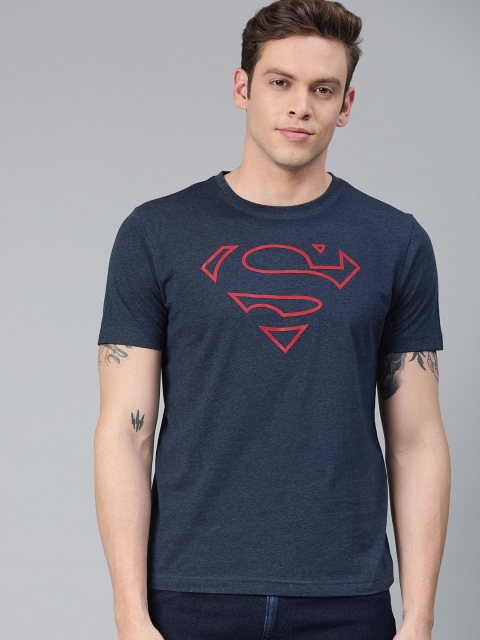 

Huetrap Superman Men Navy Blue Regular Fit Round Neck Sustainable T-shirt
