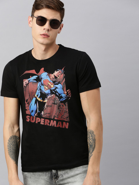 

Huetrap Superman Men Black Round Neck T-shirt