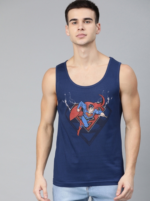 

Huetrap Superman Men Navy Blue Scoop Neck T-shirt