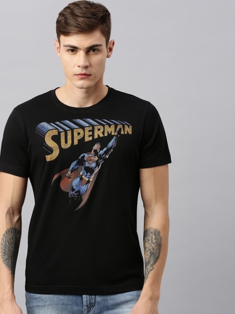 

Huetrap Superman Men Black Round Neck Pure Cotton T-shirt