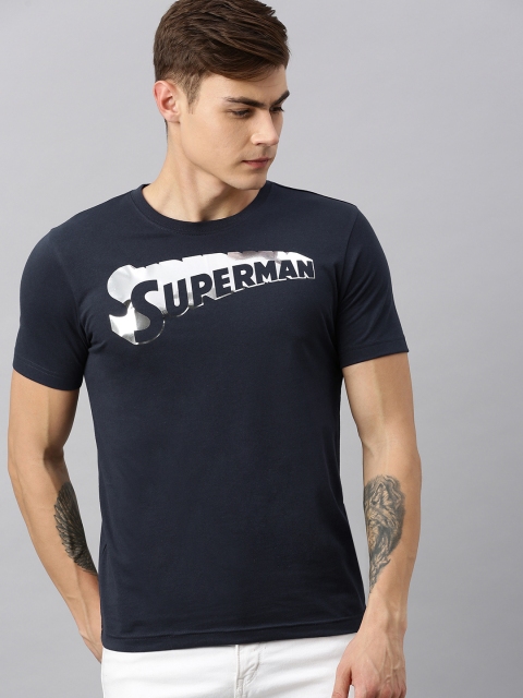 

Huetrap Superman Men Navy Blue Round Neck Sustainable T-shirt