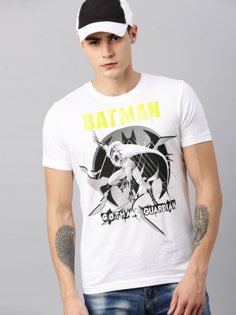 

Huetrap Batman Men White Round Neck Pure Cotton T-shirt