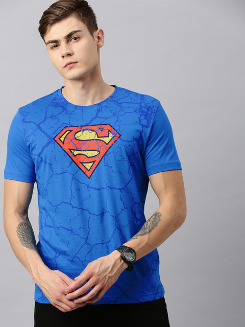 

Huetrap Superman Men Blue Round Neck Pure Cotton T-shirt