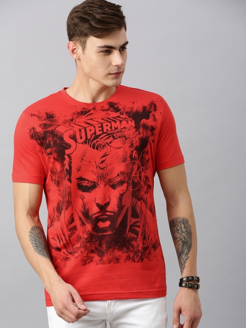 

Huetrap Superman Men Red Black Round Neck Pure Cotton T-shirt