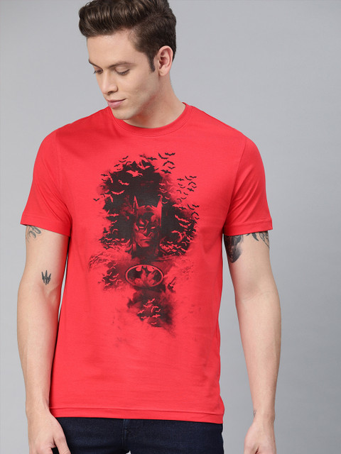 

Huetrap Batman Men Red Black Regular Fit Round Neck Pure Cotton T-shirt