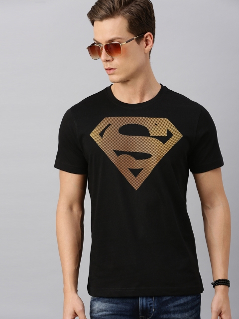 

Huetrap Superman Men Black Round Neck Pure Cotton T-shirt