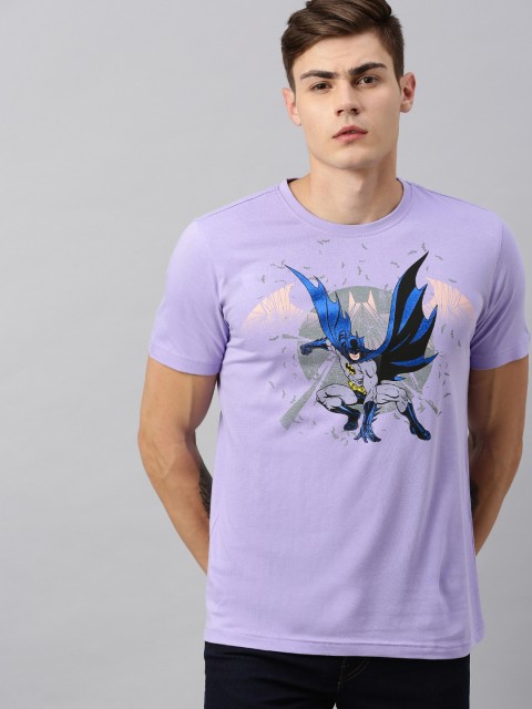 

Huetrap Batman Men Purple Round Neck Pure Cotton T-shirt