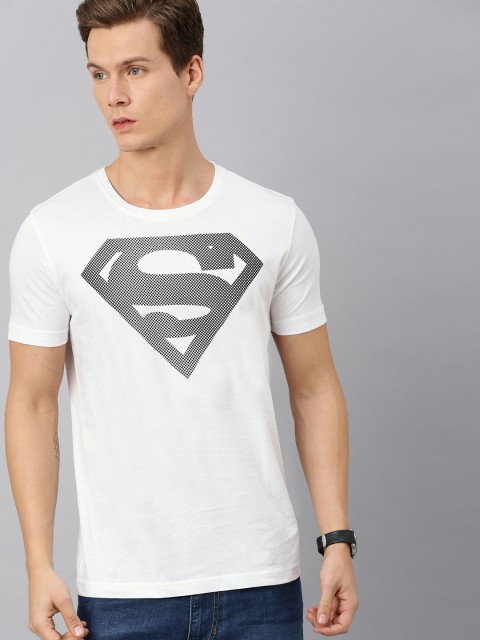 

Huetrap Superman Men White Round Neck Pure Cotton T-shirt