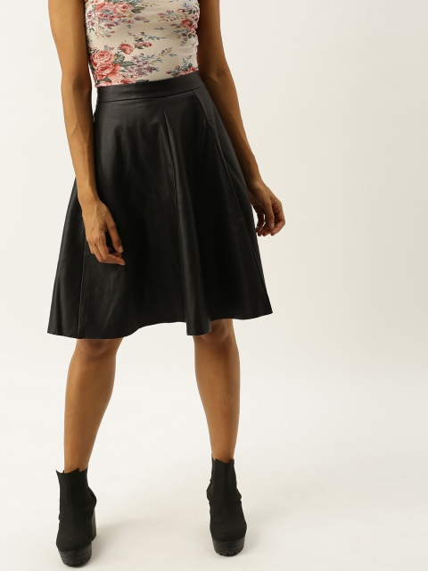 

FOREVER 21 Women Black Solid A-Line Skirt