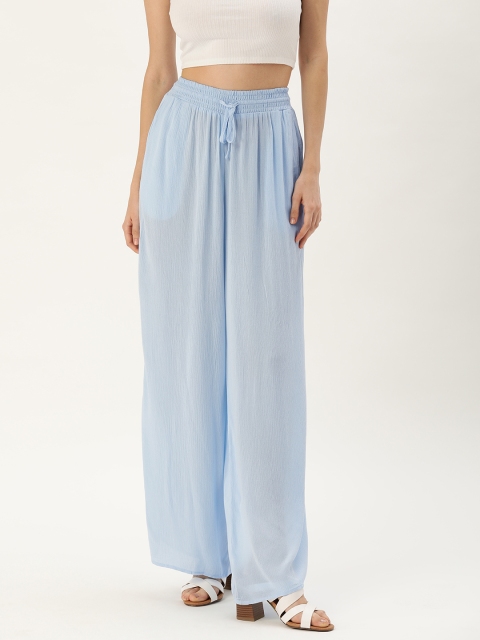 

FOREVER 21 Women Blue Solid Straight Palazzos