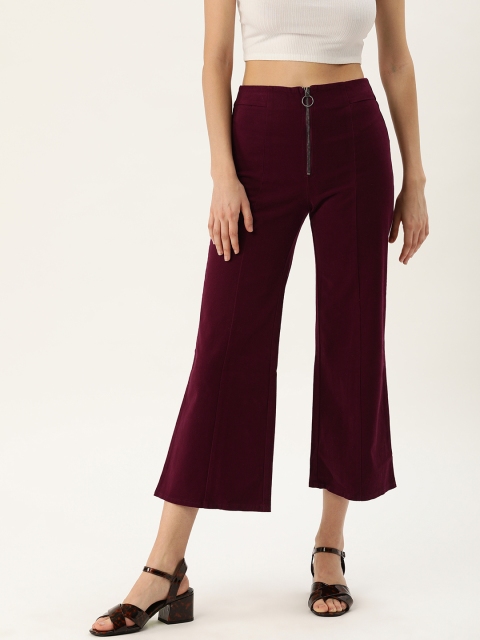 

FOREVER 21 Women Burgundy Regular Fit Solid Culottes
