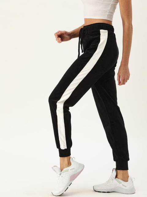 

FOREVER 21 Women Black Solid Straight Fit Joggers With Side Stripes