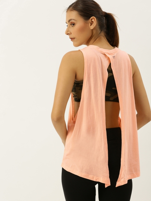 

FOREVER 21 Women Peach-Coloured Solid Styled Back Top