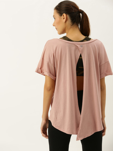 

FOREVER 21 Women Pink Solid Styled Back Loose Top