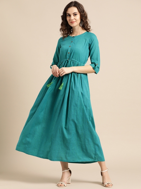 

Nayo Women Blue & Green Printed Maxi Dress