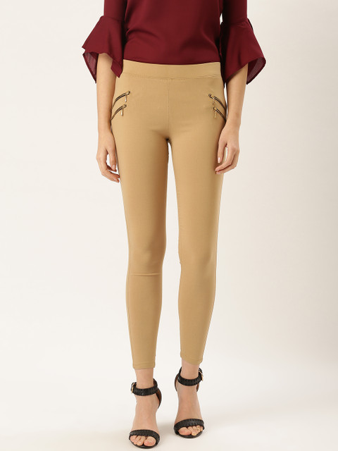 

urSense Women Beige Skinny Fit Solid Treggings