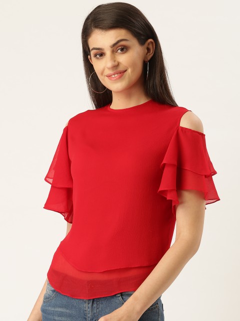 

urSense Women Red Solid Top