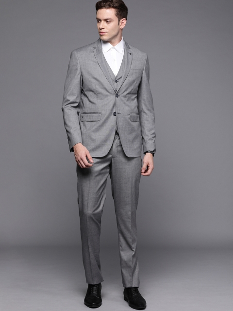 

Louis Philippe Men Grey Self Design Single-Breasted Slim Fit Formal Suit