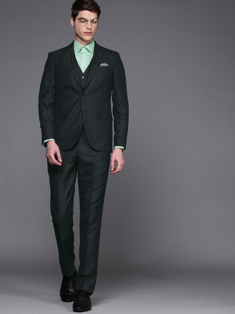 

Louis Philippe Men Navy Blue Slim Fit Self Design Single-Breasted Formal Suit