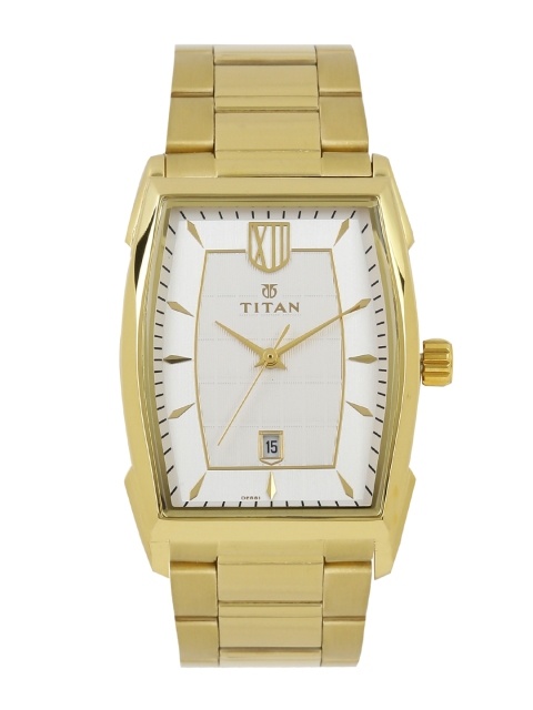 

Titan Men Silver-Toned & White Dial Watch 1692YM01