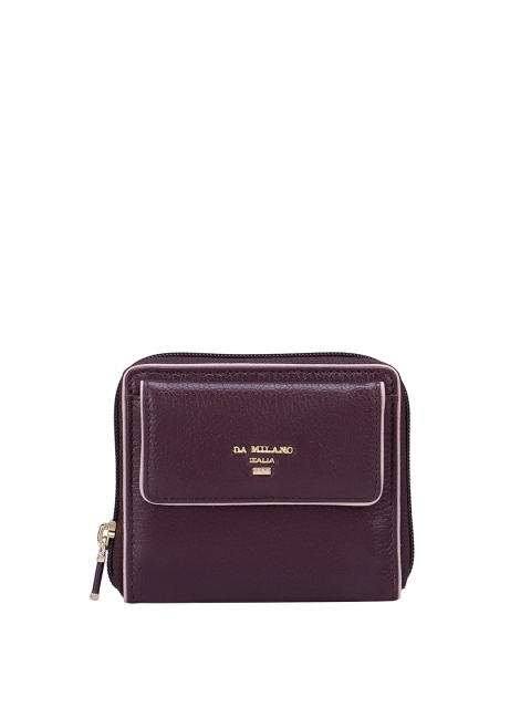 

Da Milano Women Burgundy Solid Zip Around Leather Wallet