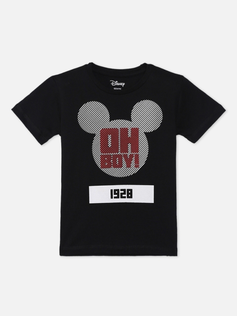 

Kids Ville Mickey & Friends featured Black Printed T-shirt for Boys