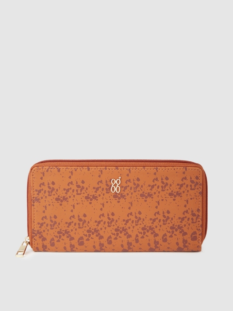 

Baggit Women Orange Printed Zip Around Wallet