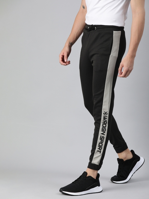 

WROGN ACTIVE Men Black Regular Fit Solid Joggers With Side Stripes