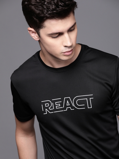 

WROGN ACTIVE Men Black Printed Round Neck T-shirt