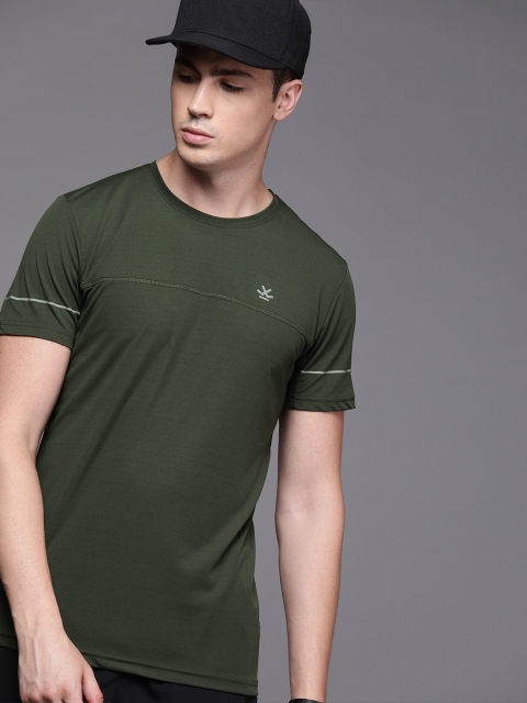 

WROGN ACTIVE Men Olive Green Solid Round Neck T-shirt