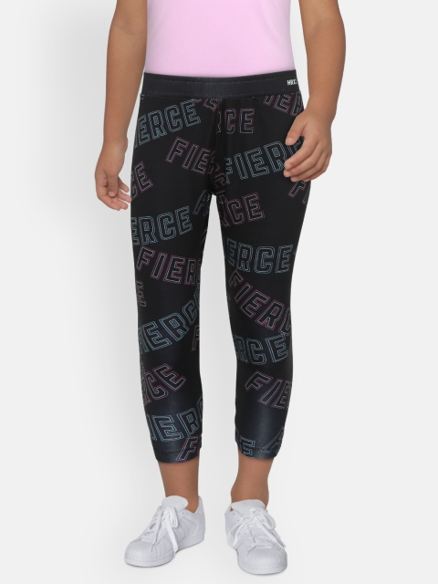 

HRX by Hrithik Roshan Girls Black Printed Rapid-Dry Antimicrobial Active Tights