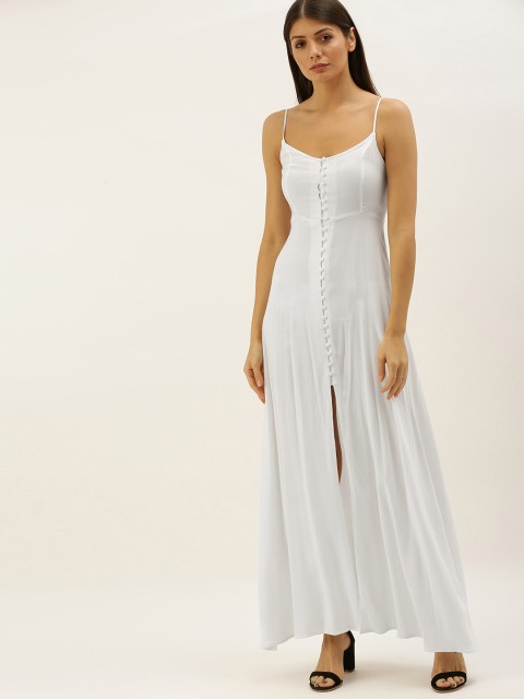 

FOREVER 21 Women White Solid Maxi Dress