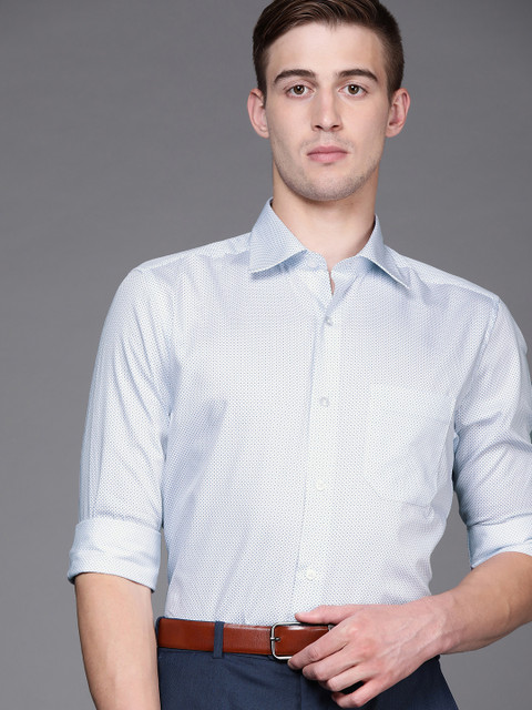 

Louis Philippe Men White & Blue Classic Fit Printed Formal Shirt