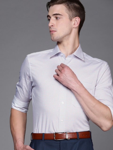 

Louis Philippe Men White & Blue Classic Fit Printed Formal Shirt