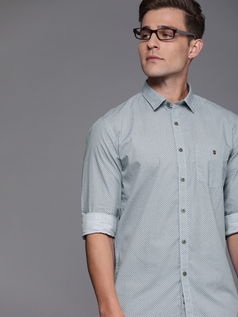 

Louis Philippe Sport Men Teal Blue & White Slim Fit Printed Casual Shirt