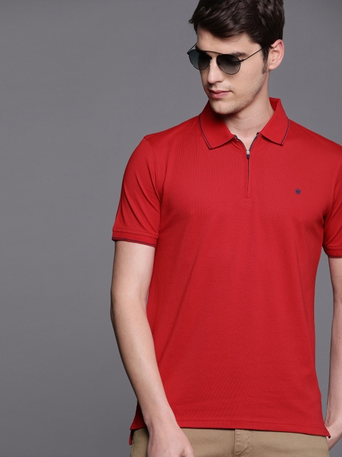 

Louis Philippe Men Red Solid Polo Collar T-shirt