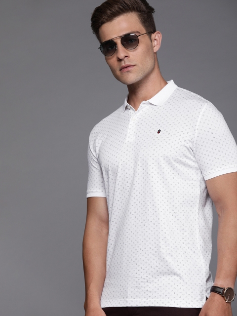 

Louis Philippe Sport Men White & Black Slim Fit Printed Polo Collar T-shirt