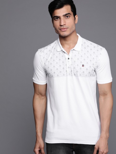 

Louis Philippe Sport Men White & Grey Printed Polo Collar T-shirt